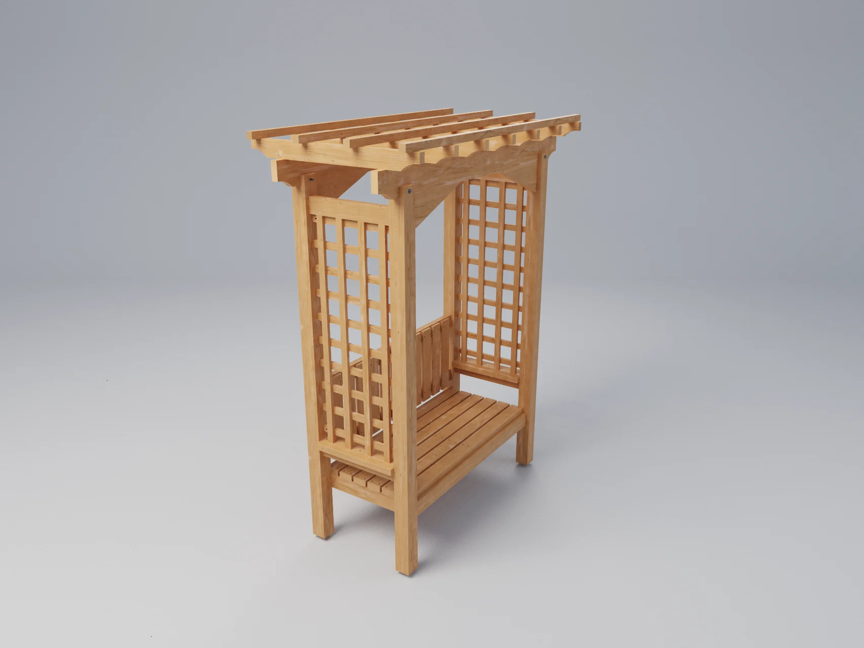 Cedar Garden Arbor Bench with Lattice Sides and Pergola Roof, picture 5 of 5