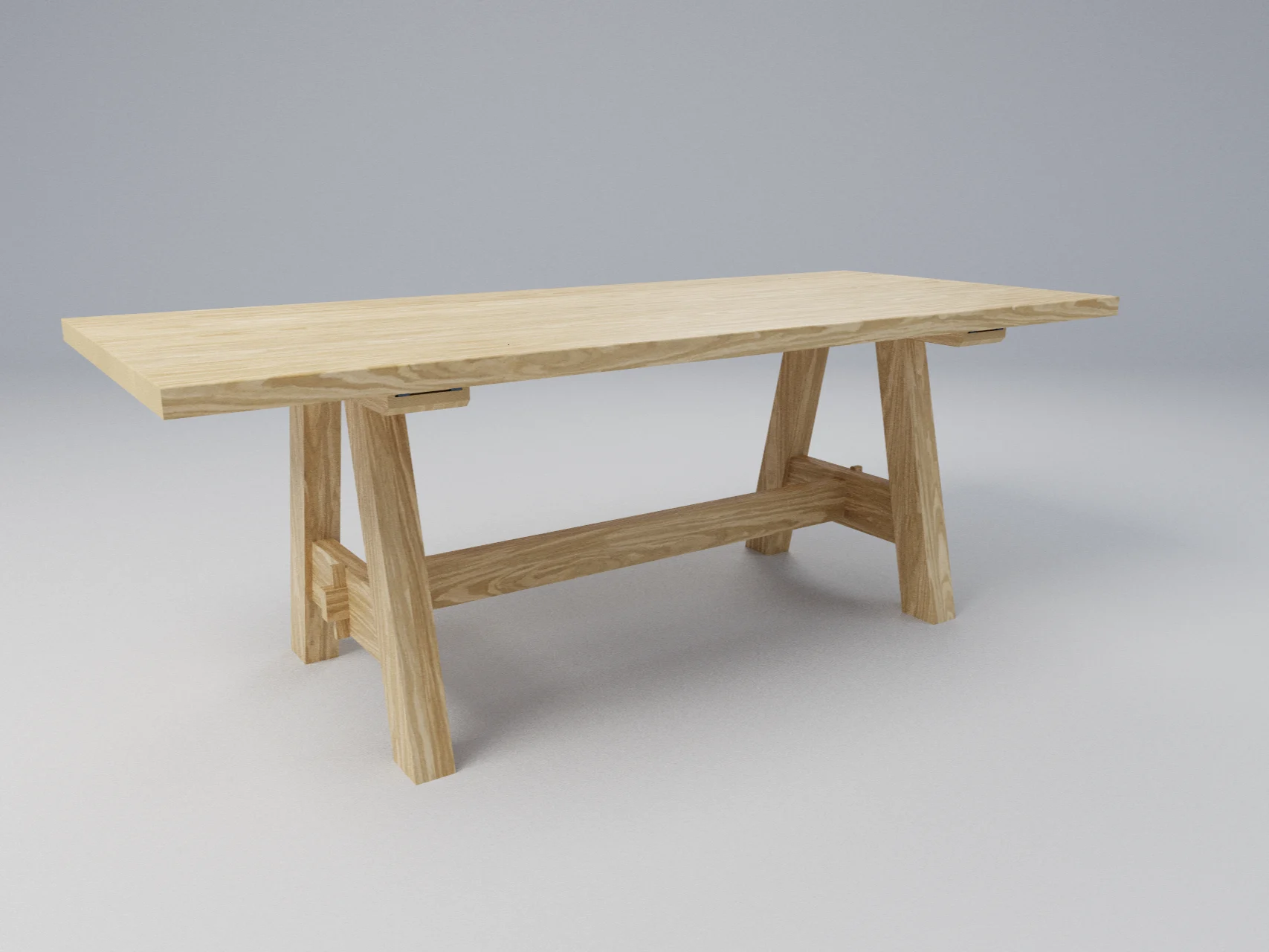 White Oak Trestle Dining Table | 84-Inch Woodworking Design, picture 4 of 5