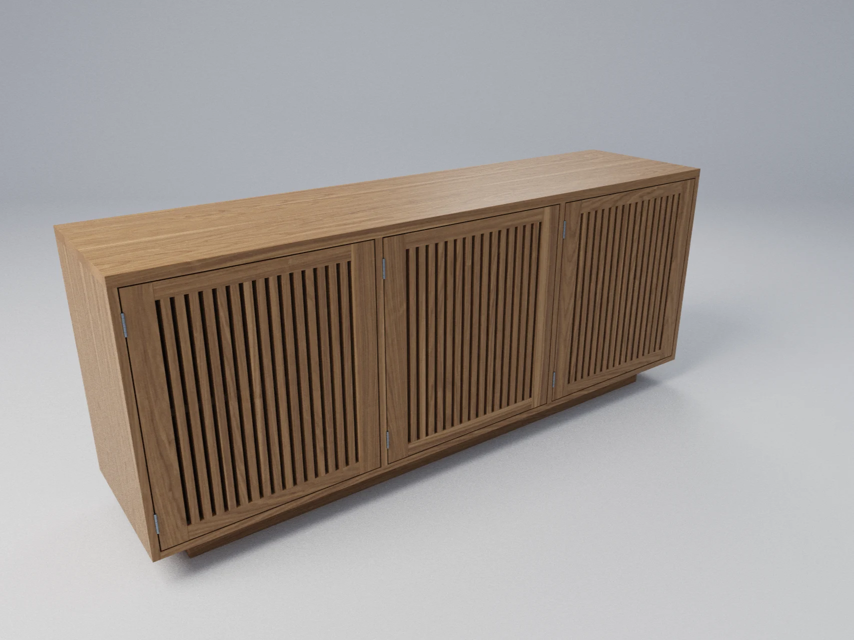 Walnut Slatted Sideboard: 72-Inch Three-Door Cabinet, picture 5 of 5