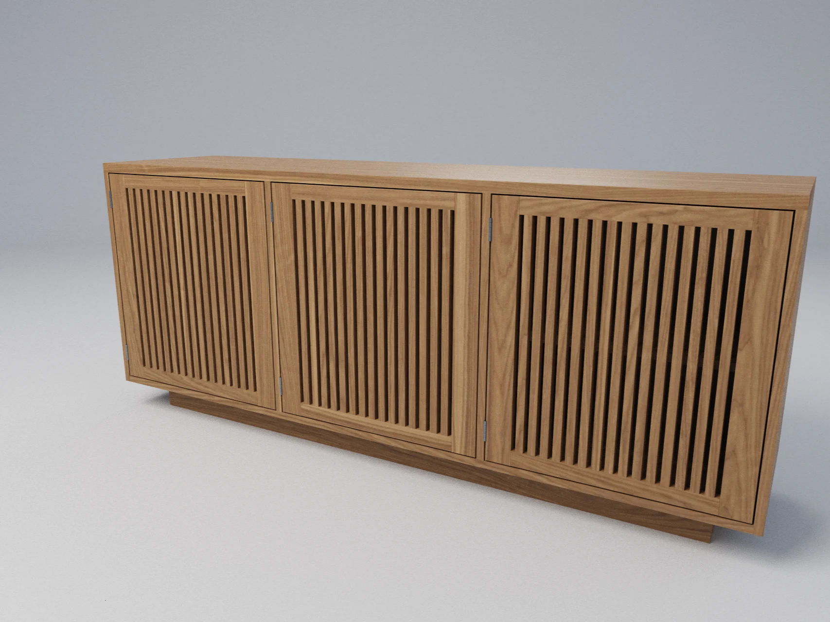 Walnut Slatted Sideboard: 72-Inch Three-Door Cabinet, picture 4 of 5