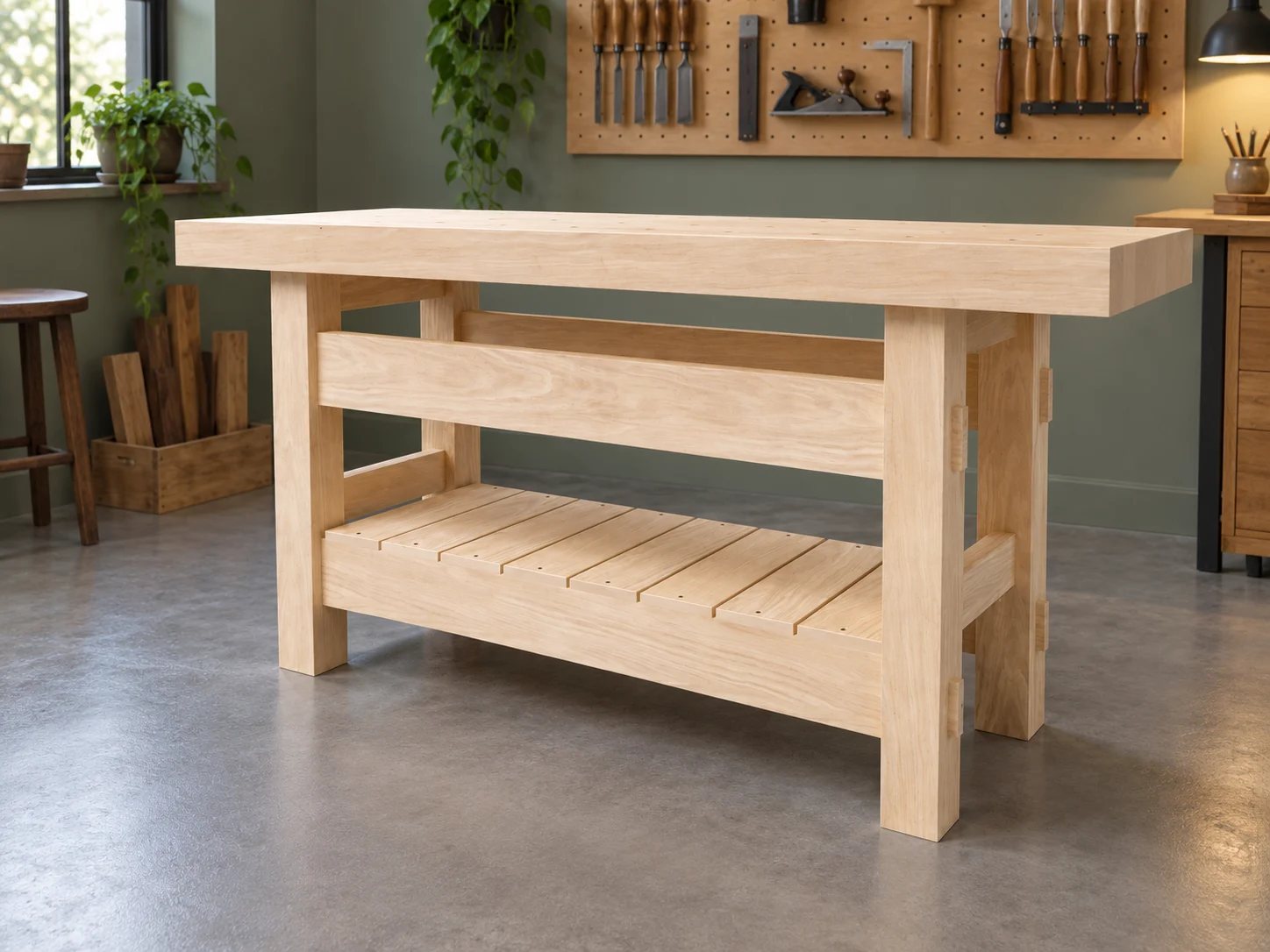 Solid Maple Workbench with Dog Holes and Mortise-and-Tenon Joinery, picture 2 of 5