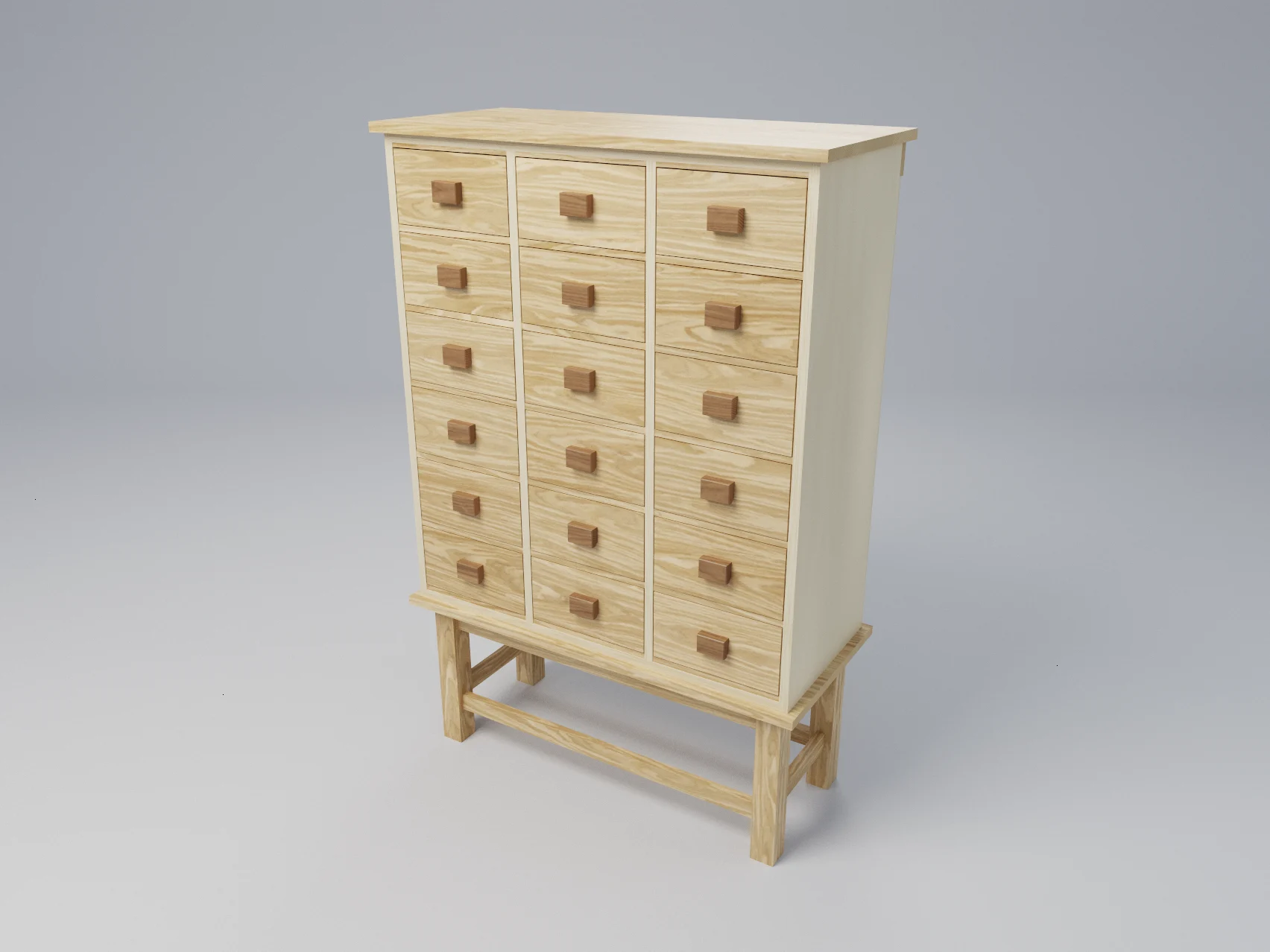 White Oak Apothecary Cabinet with 18 Drawers and Wooden Runners, picture 4 of 5